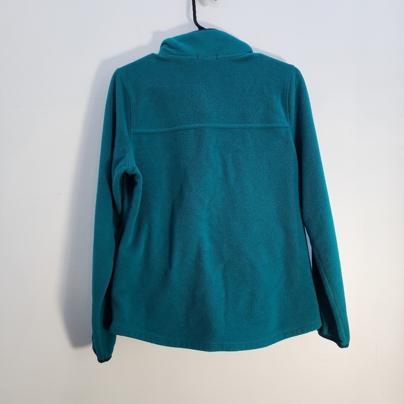L.L. Bean Teal Fleece Jacket with Navy Pocket Size Med Pet. - Picture 3 of 4